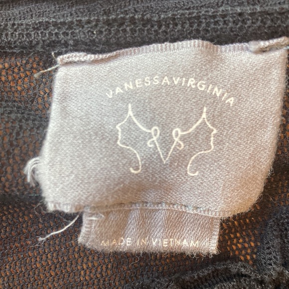 Sheer black ruffle top blouse short sleeve Vanessa and Virginia small - Picture 3 of 4